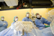 Ärzte kontrollieren am Monitor den Eingriffs im Katheterlabor des Herzzentrums Brandenburg